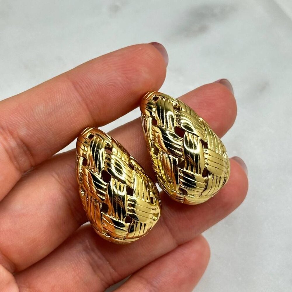 Teardrop statement women's stainless steel trendy chunky stud earrings